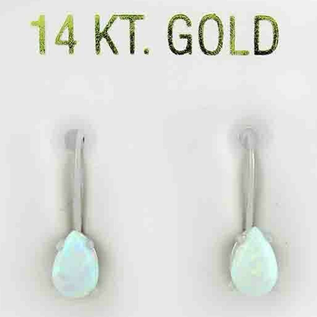 Genuine 0.86 Cts Opal Dangling Earrings 14k White Gold